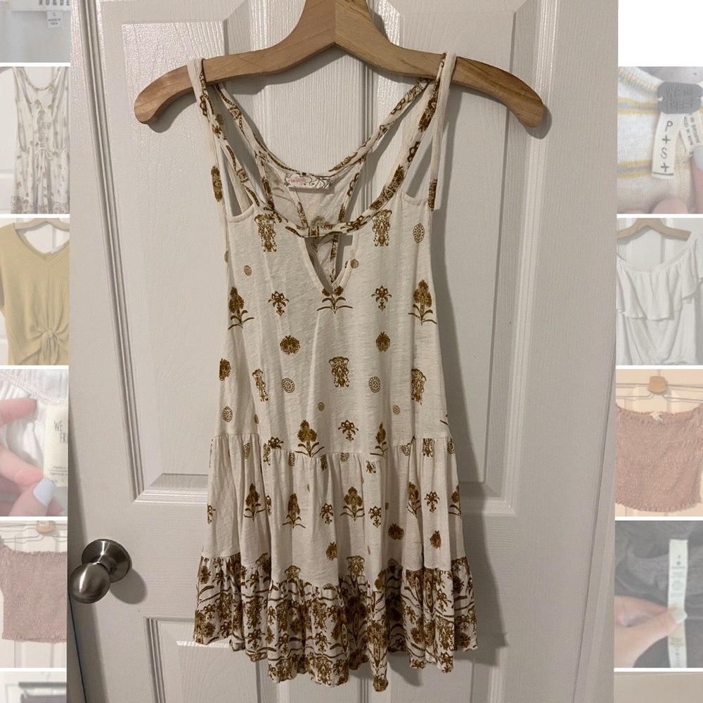Free people white and gold tank